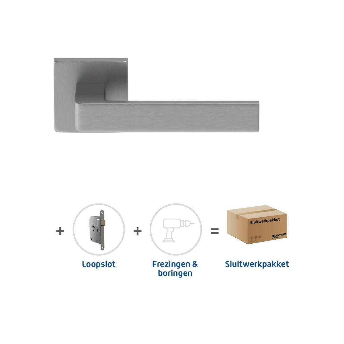Sluitwerkpakketten met Deurkruk Quadrate 28 Regular RVS